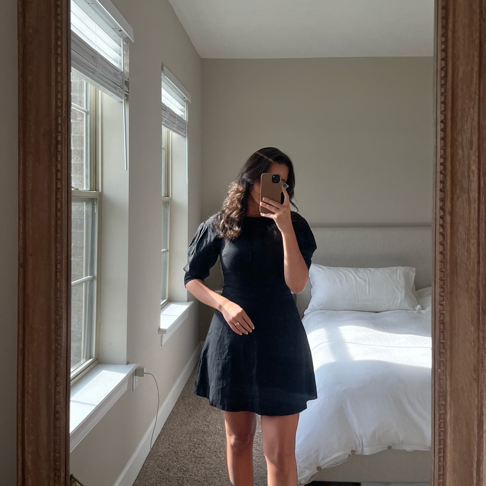 Banana Republic Black Linen Mini Dress